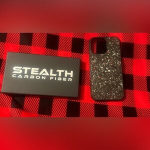 Stealth Carbon Fiber Iphone Case for 16 Pro Max Forged Carbon Red Flakes